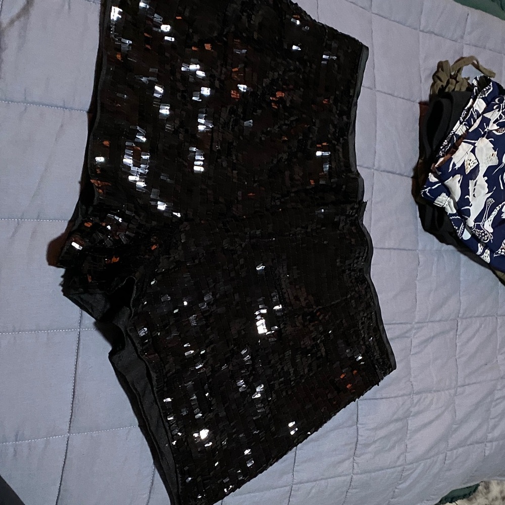 Black Sequin Shorts